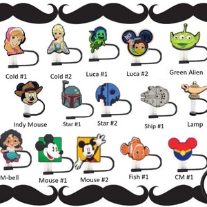 May include: A collection of colorful character-themed bookends featuring characters from popular Disney movies and TV shows, including Mickey Mouse, Star Wars, Frozen, and more. The bookends are made of plastic and have a variety of colors and designs.