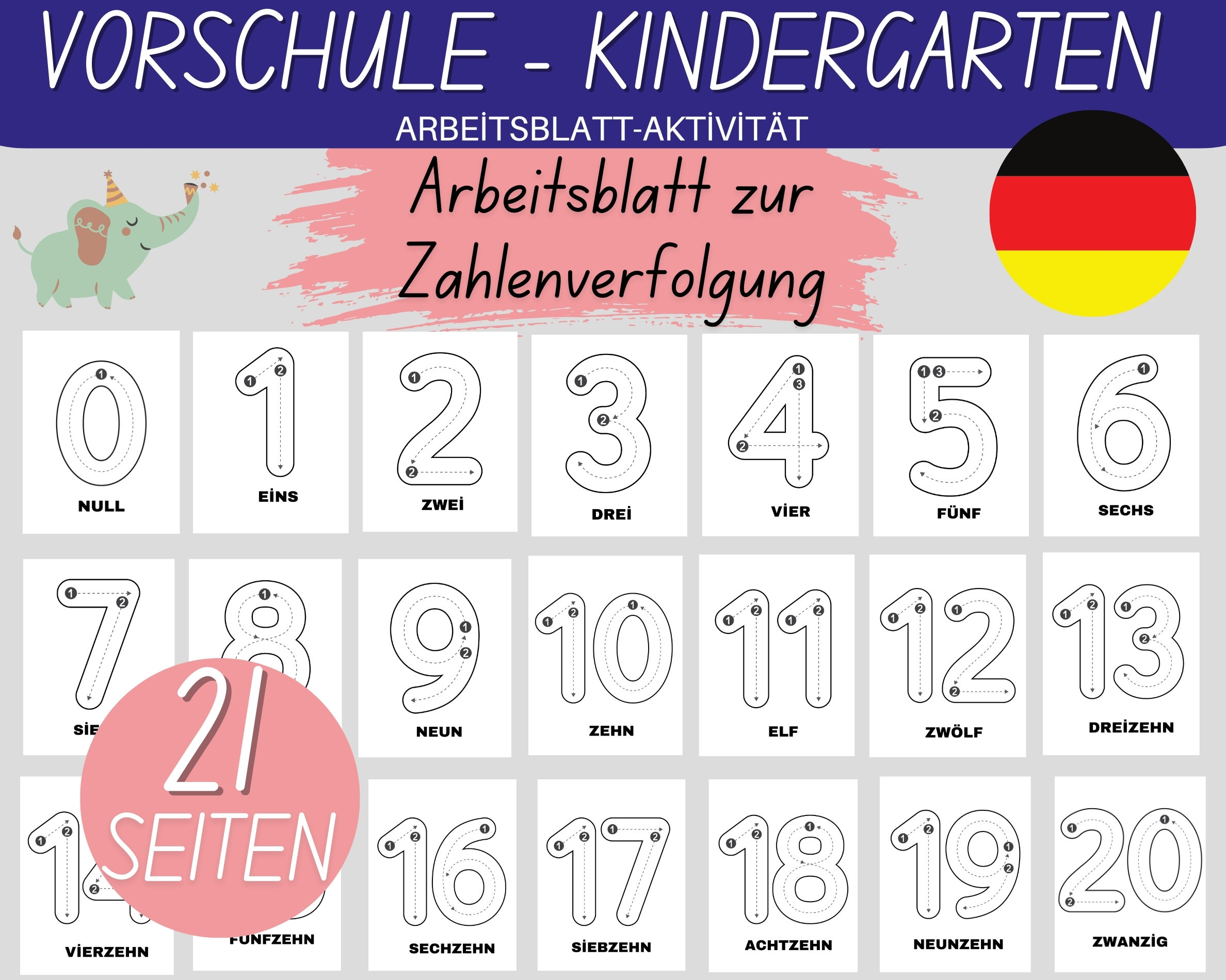  Vorschul-arbeitsblatt Zum Nachzeichnen Von Zahlen, Handschriftübungen 