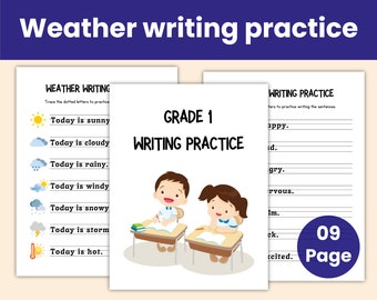 Kids Sentence Writing Worksheets | Printable activity book |Kids  Writing Workbook| Kindergarten Writing Worksheets