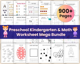 Ultimate Preschool Kindergarten & Math Worksheet Mega Bundle | kids activity book | A-Z Alphabet | Preschool Workbook Bundle | Shape Tracing