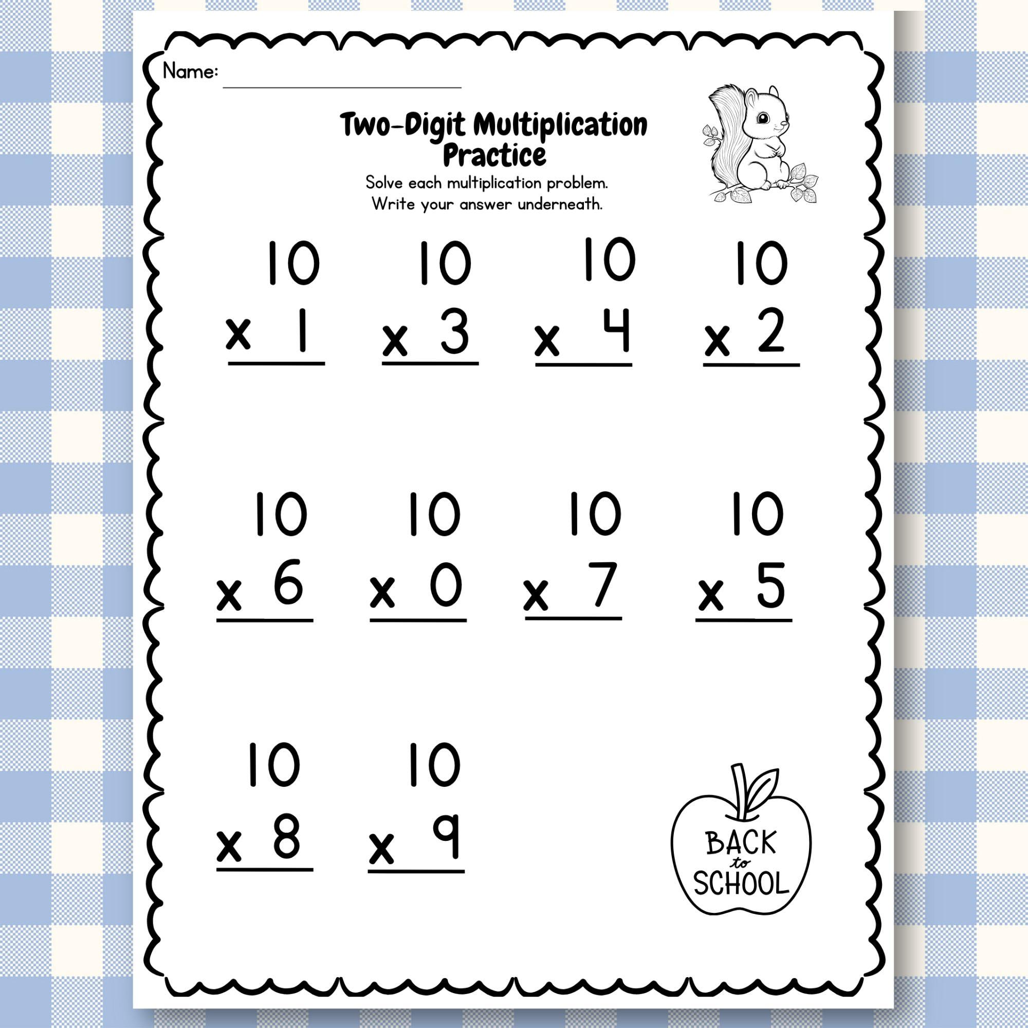 20 Printable Two-digit Multiplication Worksheets | Numbers 10–30 | 2nd to  4th Grade Math Practice - Etsy, image size:2000x2000