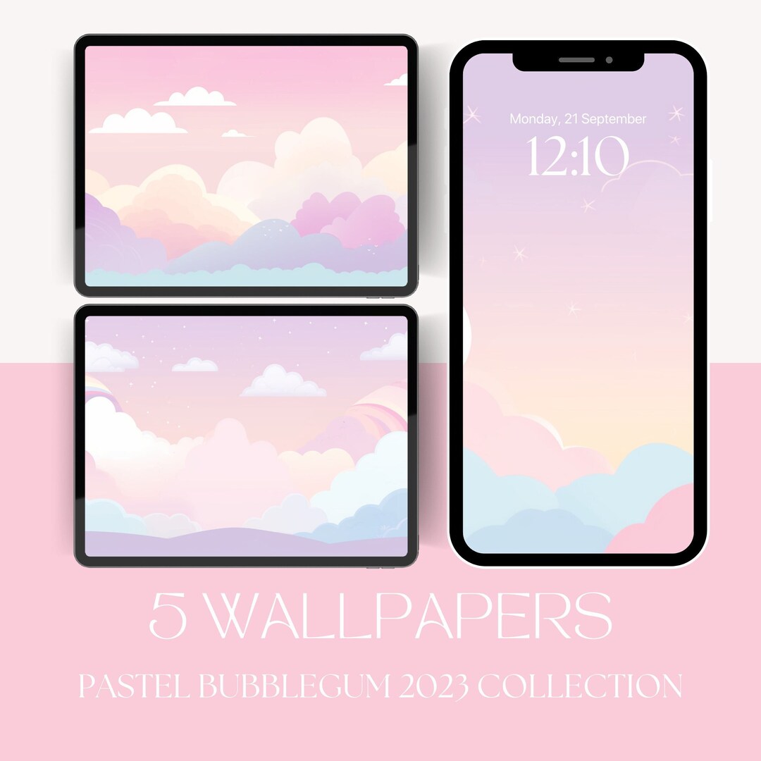 IPhone Enchanted Pastel Pink Rainbow Wallpaper Pusheen Etsy