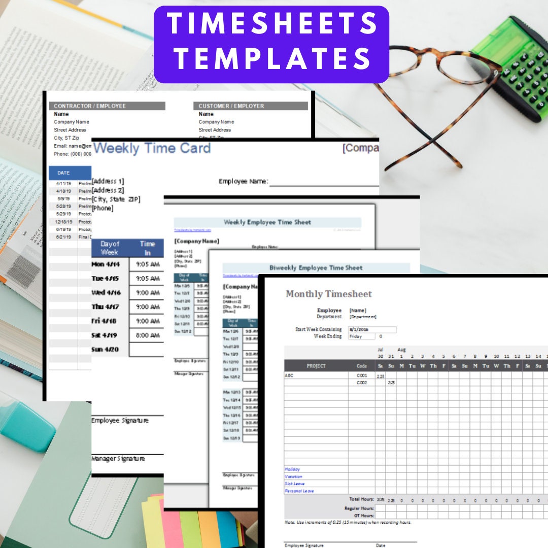 Payroll Timesheet Google Sheets and Excel Employee Time Etsy