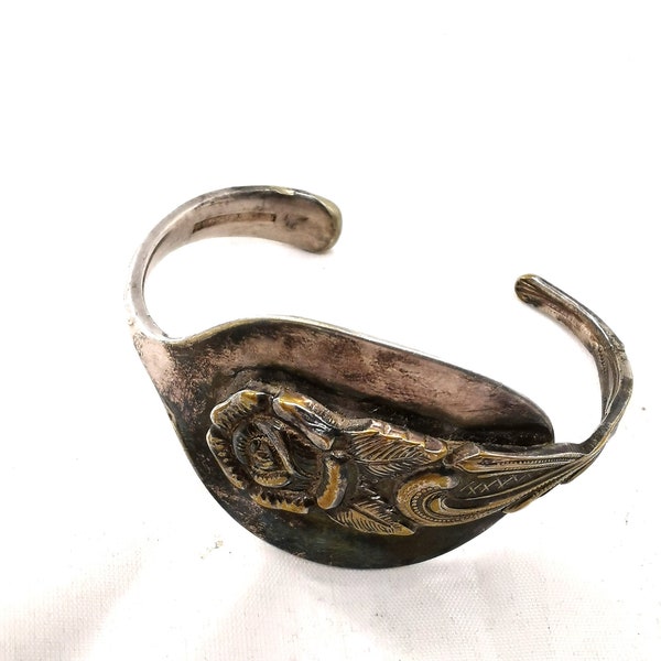 Bangle made of 2 spoons - WMF + Hildesheimer Rose - 90s silver plated - handmade