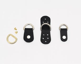 Conectores de correas de cuero para bolsos: presillas para bolsos con anillas en D (2 unidades)