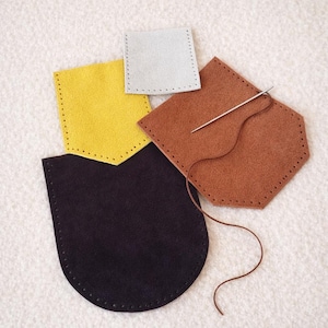 Suede Leather Pocket Patches: Brown Shades Handmade Garment Repair or Decorate - Punched or Unpunched