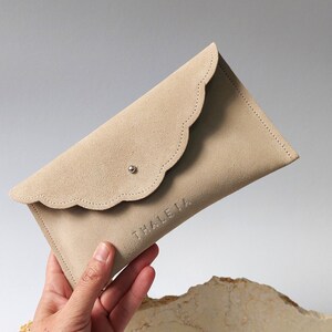 Personalized Suede Leather Pouch, Wrist Clutch, Bridesmaid Gift image 4