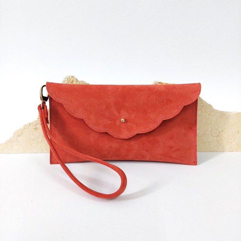 Personalized Suede Leather Pouch, Wrist Clutch, Bridesmaid Gift image 5
