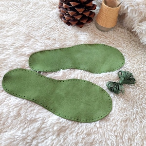 Pre-Punched Suede Leather Soles: Adult Slippers, Camel Brown Anti-slip Booties, Knit Socks image 16