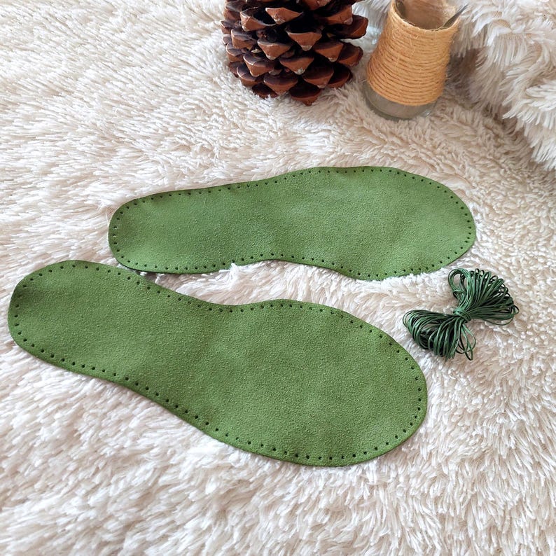Pre-Punched Suede Leather Soles: Adult Slippers, Camel Brown Anti-slip Booties, Knit Socks image 16
