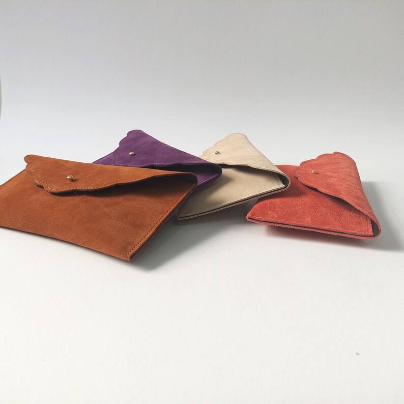 Personalized Suede Leather Pouch, Wrist Clutch, Bridesmaid Gift image 2