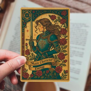 Pegatina de personaje principal, pegatina de caballero, pegatina de cita medieval, pegatina vintage para Kindle, regalo para ella, calcomanía de confianza, pegatina de autocuidado.