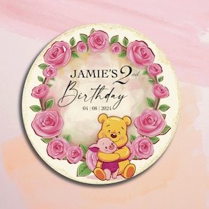 Autocollant d'anniversaire Winnie l'ourson personnalisé numérique ou imprimé cadeau