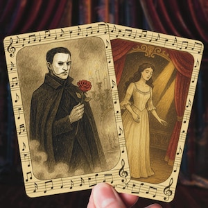 Zestaw naklejek „Upiór w Operze” Zestaw naklejek romantycznych Vintage naklejka na butelkę z wodą Naklejka na musical z opery Broadway Prezent dla miłośnika musicalu