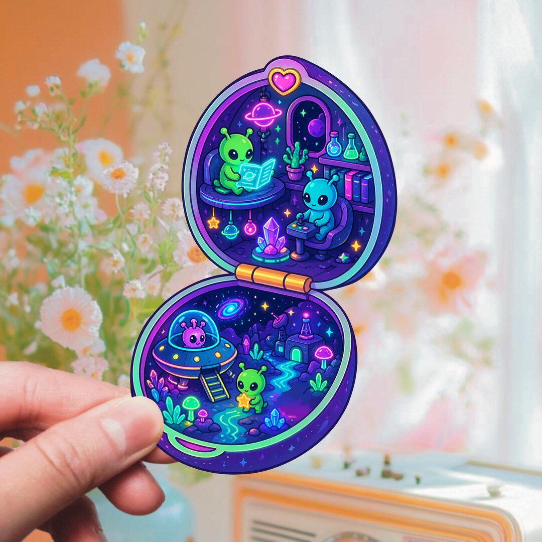 Alien Fantasy Reader Sticker Mini Compact Sticker Book Lover Fantasy ...