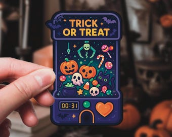 Süßes oder Saures Arcade Klauen-Maschinen-Aufkleber Süßer gruseliger Halloween-Wasserflaschen-Aufkleber Halloween-Liebhaber-Geist-Aufkleber Gruseliger Kawaii-Aufkleber