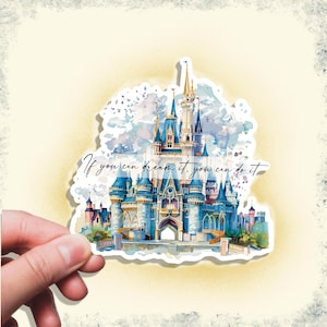 Motywacyjna naklejka Disney Castle | Inspirująca naklejka winylowa na laptopy, butelki z wodą, telefony i nie tylko | Magiczny wystrój dziennika cytatów
