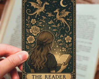 The Reader Tarot Card Sticker Fantasy Reader Sticker Bookish Tarot Card Sticker Book Lover Tarot Card Gift Kindle Fantasy Reader Sticker