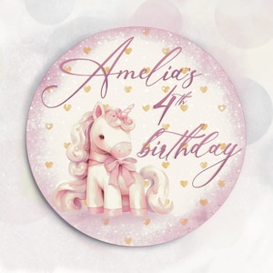 Verjaardagsstickers Eenhoorn Aangepast roze label feestbedankje Gepersonaliseerde bedankstickers voor meisjesfeest Goodiebags sticker label geschenkdoos
