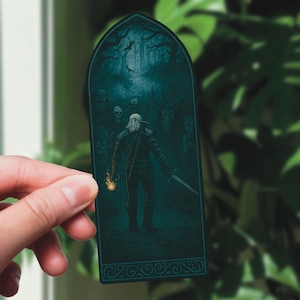Adesivi ispirati a The Witcher, Arte di Geralt di Rivia, Adesivo di Monster Hunter, Regalo di The Witcher, Adesivo Nerd Gaming, Spada di Monster Witcher Geralt
