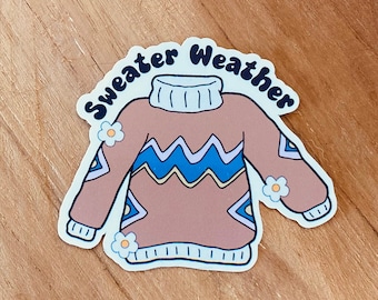 Sweater Weather Sticker | Vinyl Stickers | Cute Gift | Kindle stickers | Fall Stickers | Stickers for ebook readers, laptops, bullet journals