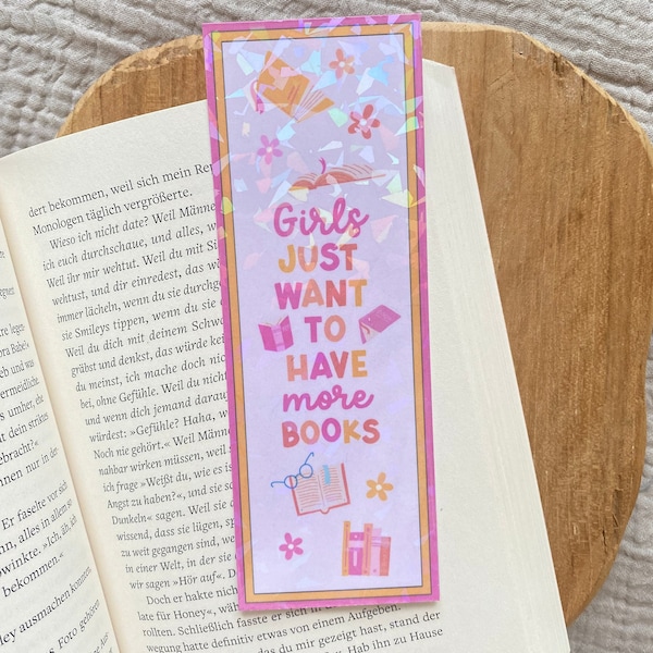 Girls just want to have more Books | Paper Glitter Bookmark | Gift for Booklover | Bookish Gift