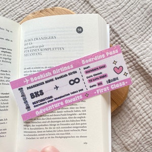 Marcador de billete de avión Bookish | Marcador de papel con purpurina | Regalo para amantes de los libros | Regalo librero