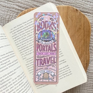 Books are Magical Portals Bookmark | Paper Glitter Bookmark | Gift for Booklover | Bookish Gift