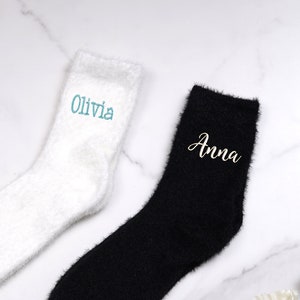 Unisex Custom Name Socks - Personalized Embroidered Name on Soft Cotton Crew Socks - Made to Order & Made in Britain - Made for Him and Her