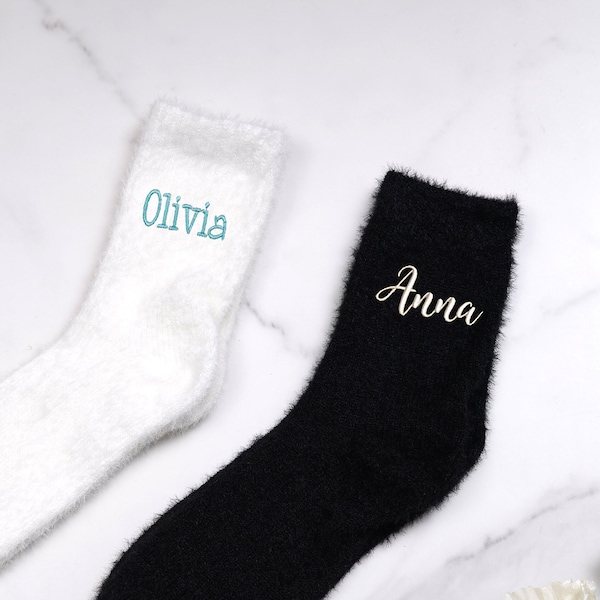 Unisex Custom Name Socks - Personalised Embroidered Name on Soft Cotton Crew Socks - Made to Order & Made in Britain - Made for Him and Her