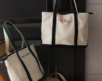 Personalized Tote Bag，Embroidered Tote for Bridesmaids, Monogram Canvas Bag, Custom Tote Bag, Preppy Bag，Boho tote bag