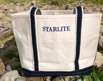 Custom Boat Tote Bag - Canvas Tote Bag - Custom Text Tote - Gift for Her - Bachelorette Gift - School Bag - Embroidery -Personalized Gift