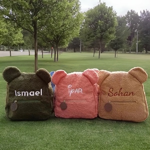 Sac à dos personnalisé ours en peluche, sac ours en peluche pour enfants, sac à dos animal, sac ours initial nom, sac mignon pour enfants image 1