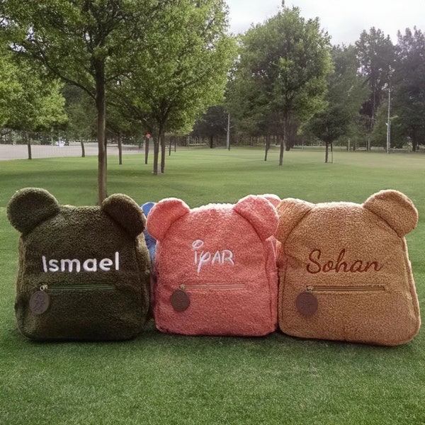 Personalized Teddy bear Backpack Bag, Teddy Bear Bag for Kids, Animal Backpack Bag, Name Initial Bear Bag, Cute Bag for Kids