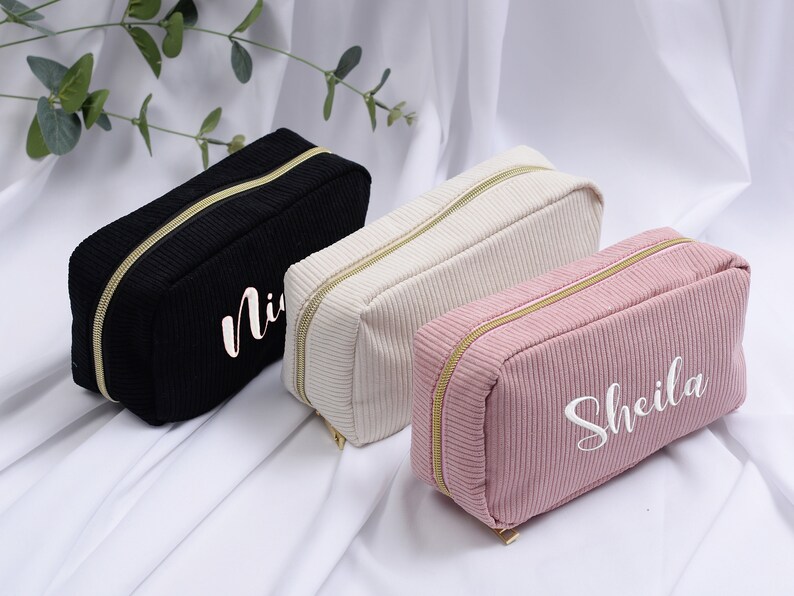 Personalized Cosmetic Bags,Bridesmaid Makeup Bags,Bridesmaid Proposal Gifts,Make up Bag,Cosmetic Bag pouch,Gift for Her,Birthday Gift zdjęcie 3