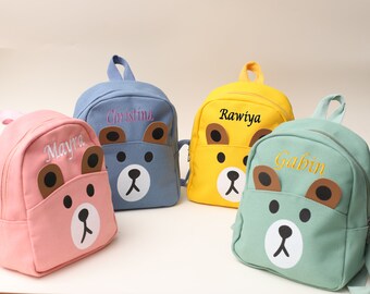 Mochila personalizada para niños de peluche de lona, bolso de peluche, mochila de oso, mochila para niños, regalo para niños