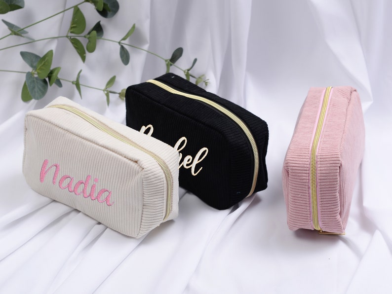 Personalized Cosmetic Bags,Bridesmaid Makeup Bags,Bridesmaid Proposal Gifts,Make up Bag,Cosmetic Bag pouch,Gift for Her,Birthday Gift zdjęcie 2