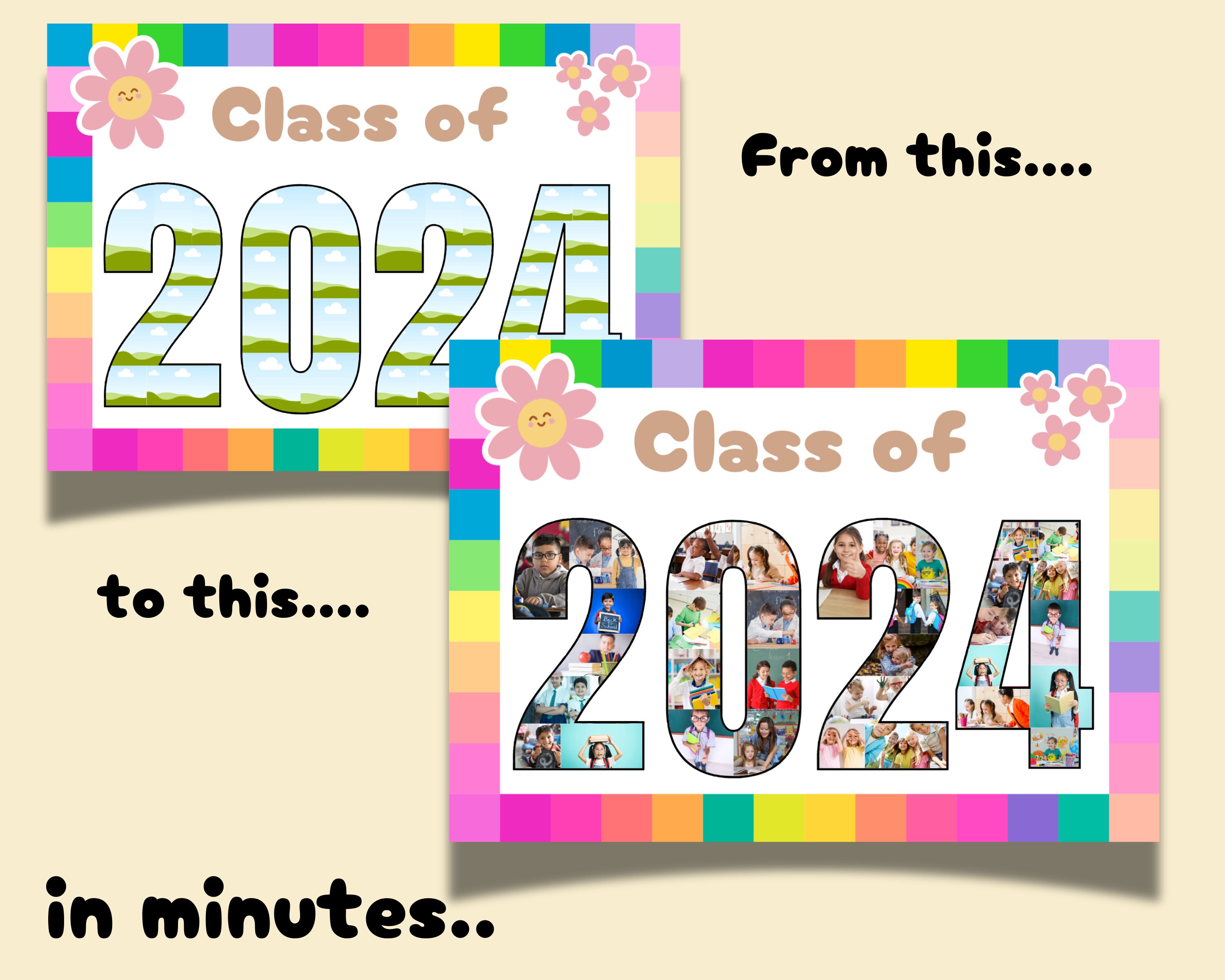 Graduation Collage Template, Class of 2024 Canva Drag and Drop Template ...