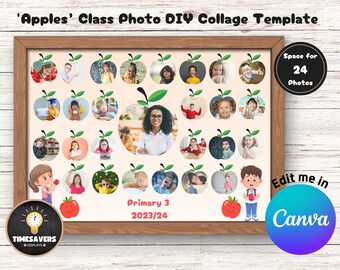Pupil Class photo collage template, Teacher gift digital download, Canva photo drag and drop template, Apple template collage photo DIY
