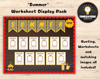 Classroom decor summer, printable classroom displays, printable digital bunting, Summer display pack for classrooms, home school resources