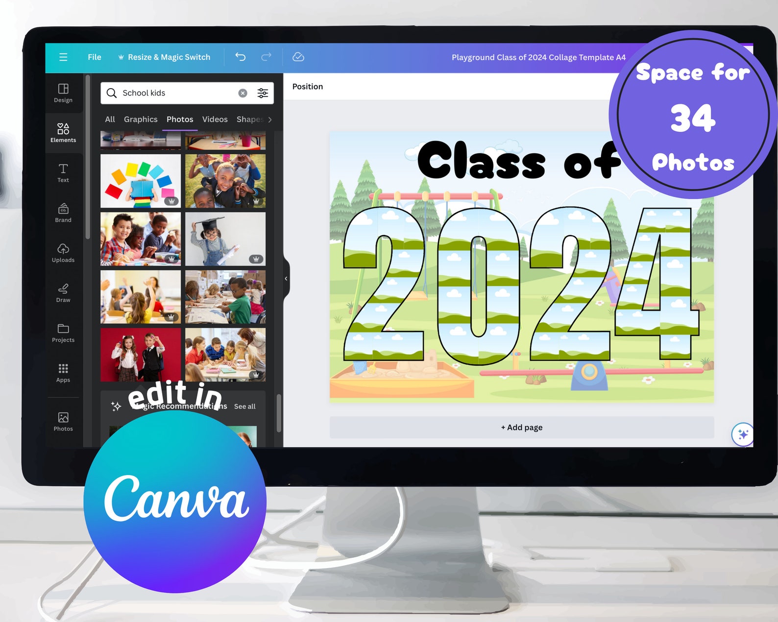 Graduation Collage Template, Class of 2024 Canva Drag and Drop Template ...