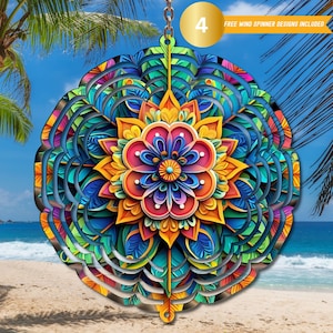 Mandala Wind Spinner PNG: Colorful Rainbow Sublimation Design (Digital Download)