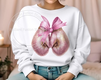 Pink Boxing Gloves Breast Cancer Awareness PNG - Sublimation Design (Digital Download)