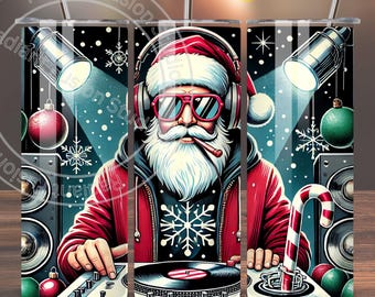DJ Santa Tumbler Wrap: 20oz Sublimation Design (Digital Download)