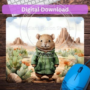 Funny Desert Hamster Mouse Pad Template (Digital Download)
