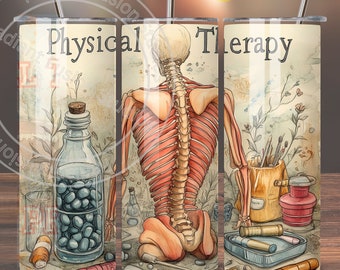 Physical Therapy Tumbler Wrap: Watercolor Anatomy Design (Digital Download)