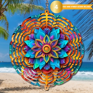 Mandala Wind Spinner PNG: Colorful Rainbow Sublimation Design (Digital Download)