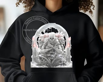 Dark Romance Book Skulls PNG: Gothic Romantasy Sublimation Design