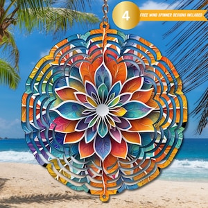 Mandala Wind Spinner PNG: Colorful Rainbow Sublimation Design (Digital Download)