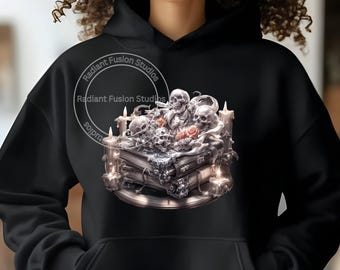 Dark Romance Book Skulls PNG: Gothic Romantasy Sublimation Design